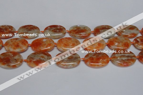 CCA486 15.5 inches 22*30mm oval orange calcite gemstone beads