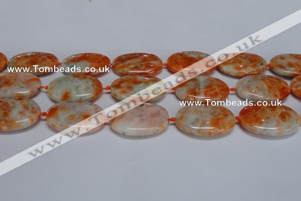 CCA487 15.5 inches 25*35mm oval orange calcite gemstone beads