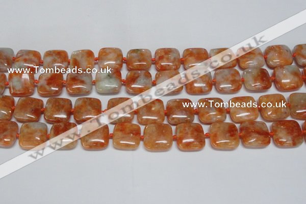 CCA492 15.5 inches 15mm square orange calcite gemstone beads