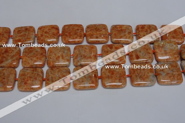 CCA494 15.5 inches 25mm square orange calcite gemstone beads