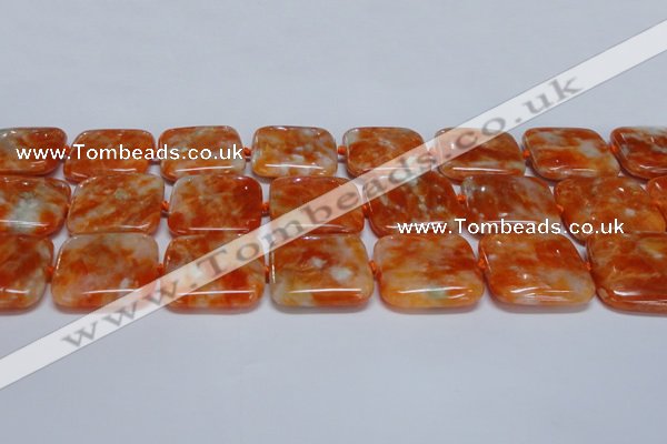 CCA495 15.5 inches 30mm square orange calcite gemstone beads