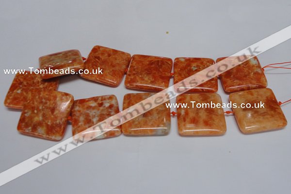 CCA496 15.5 inches 35mm square orange calcite gemstone beads