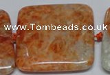 CCA497 15.5 inches 40mm square orange calcite gemstone beads