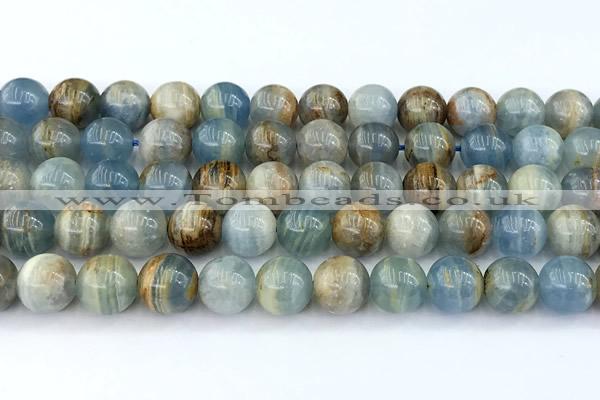 CCA547 15 inches 9.5mm - 10mm round blue calcite beads