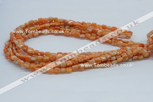 CCA56 15.5 inches 8*8mm square orange calcite gemstone beads