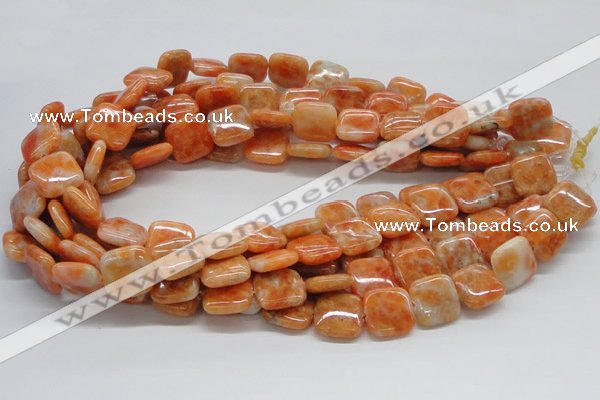 CCA57 15.5 inches 16*16mm square orange calcite gemstone beads