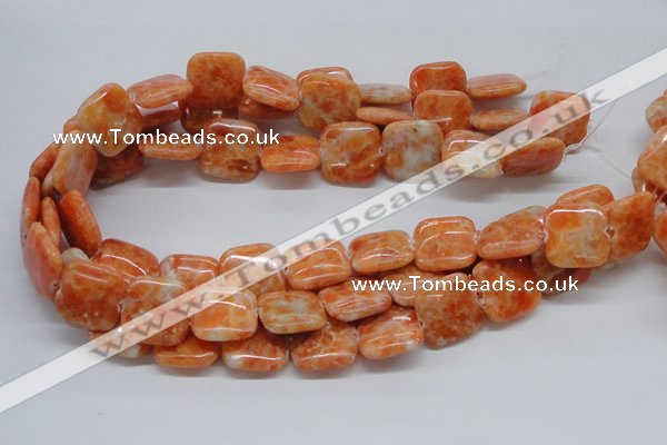 CCA58 15.5 inches 20*20mm square orange calcite gemstone beads