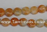 CCA63 15.5 inches 10mm flat round orange calcite gemstone beads