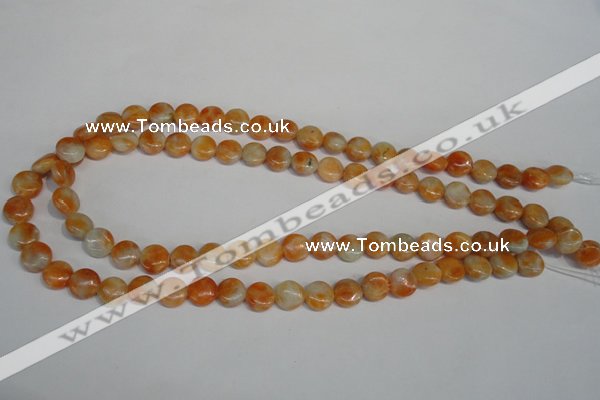 CCA63 15.5 inches 10mm flat round orange calcite gemstone beads