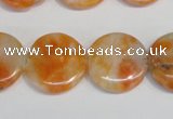 CCA64 15.5 inches 20mm flat round orange calcite gemstone beads