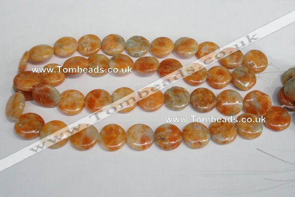 CCA64 15.5 inches 20mm flat round orange calcite gemstone beads