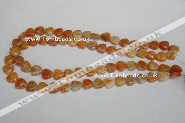 CCA69 15.5 inches 12*12mm triangle orange calcite gemstone beads