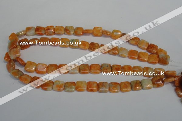 CCA72 15.5 inches 12*12mm square orange calcite gemstone beads