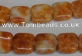 CCA73 15.5 inches 14*14mm square orange calcite gemstone beads