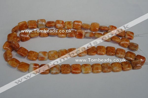 CCA73 15.5 inches 14*14mm square orange calcite gemstone beads