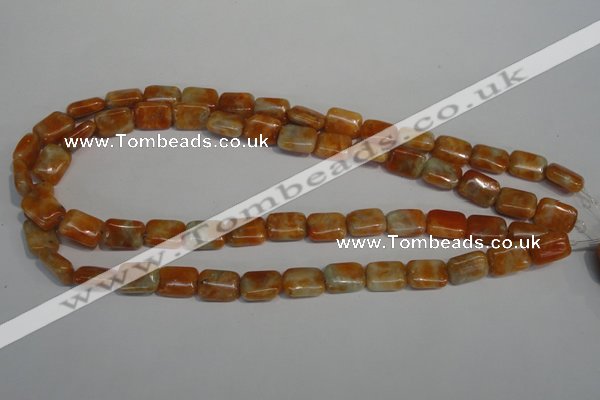 CCA75 15.5 inches 10*14mm rectangle orange calcite gemstone beads