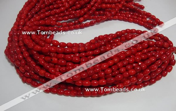 CCB03 15.5 inches 6*8mm drum shape red coral beads Wholesale