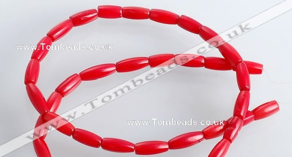 CCB04 15.5 inches 5*10mm tube shape red coral beads Wholesale