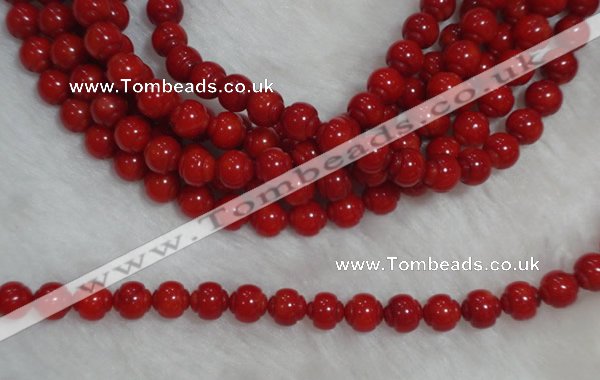 CCB08 15.5 inches 6*7mm lantern shape red coral beads Wholesale