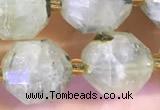 CCB1004 15 inches 9*10mm faceted green rutilated quartz beads