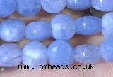 CCB1033 15 inches 4mm faceted coin aquamarine beads