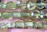 CCB1037 15 inches 4mm faceted coin peridot beads