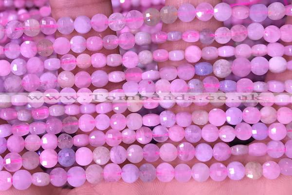 CCB1042 15 inches 4mm faceted coin morganite beads
