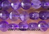 CCB1045 15 inches 4mm faceted coin amethyst beads