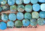 CCB1051 15 inches 4mm faceted coin turquoise beads