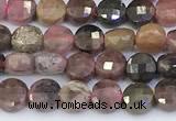 CCB1148 15 inches 4mm faceted coin tourmaline beads