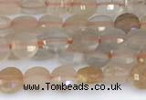 CCB1155 15 inches 4mm faceted coin sunstone beads
