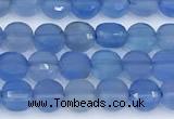 CCB1166 15 inches 4mm faceted coin blue agate beads