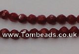 CCB120 15.5 inches 3mm faceted round red coral beads wholesale