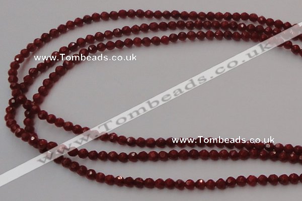 CCB120 15.5 inches 3mm faceted round red coral beads wholesale