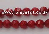 CCB121 15.5 inches 5mm faceted round red coral beads wholesale