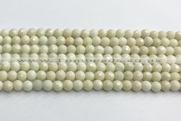 CCB1210 15 inches 6mm faceted round ivory jasper beads
