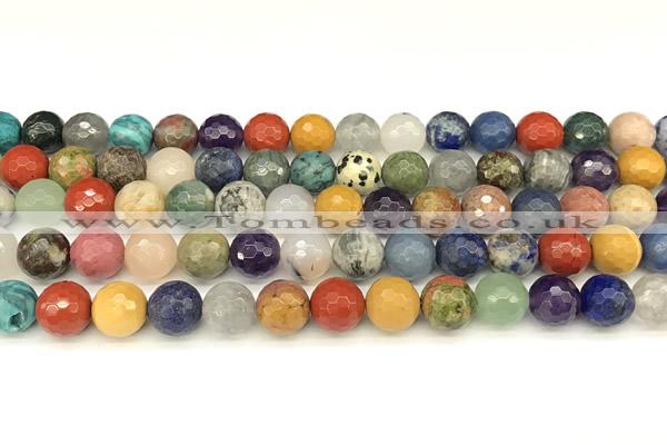 CCB1231 15 inches 8mm faceted round mixed gemstone beads