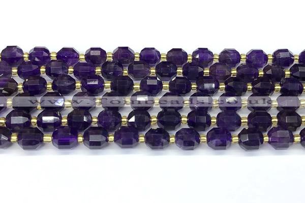 CCB1241 15 inches 7*8mm faceted amethyst gemstone beads