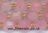 CCB1243 15 inches 7*8mm faceted rose quartz beads
