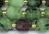 CCB1247 15 inches 7*8mm faceted ruby zoisite beads