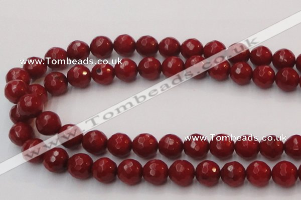 CCB125 15.5 inches 10mm faceted round red coral beads wholesale