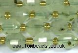 CCB1291 15 inches 7mm - 8mm faceted green rutilated quartz beads