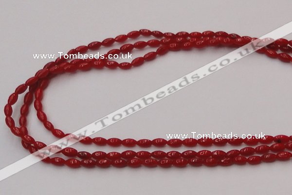 CCB130 15.5 inches 3*6mm rice red coral beads strand wholesale