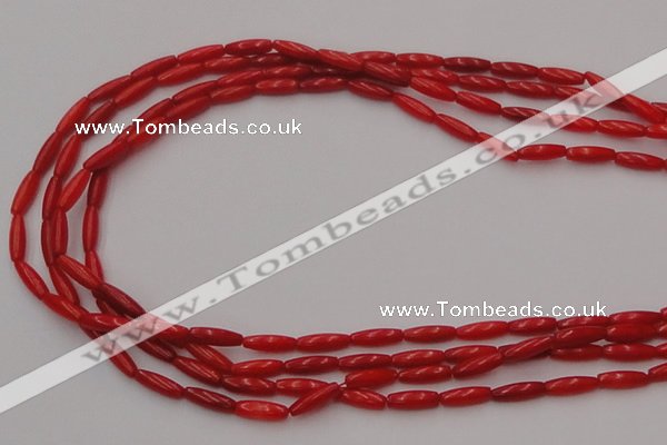 CCB131 15.5 inches 3*9mm rice red coral beads strand wholesale