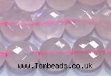 CCB1332 15 inches 8mm faceted coin rose quartz beads