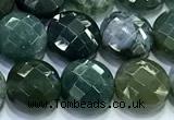 CCB1341 15 inches 8mm faceted coin moss agate beads