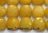 CCB1343 15 inches 8mm faceted coin jade beads