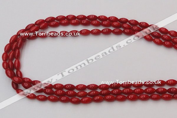 CCB135 15.5 inches 5*8mm rice red coral beads strand wholesale