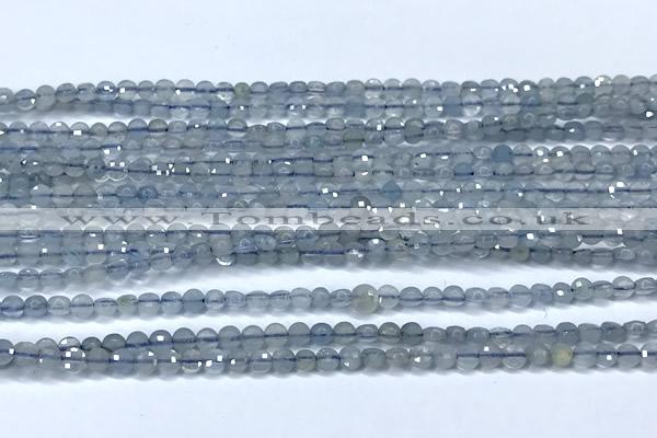 CCB1351 15 inches 2.5mm faceted coin aquamarine beads