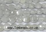 CCB1366 15 inches 4mm faceted coin white moonstone beads